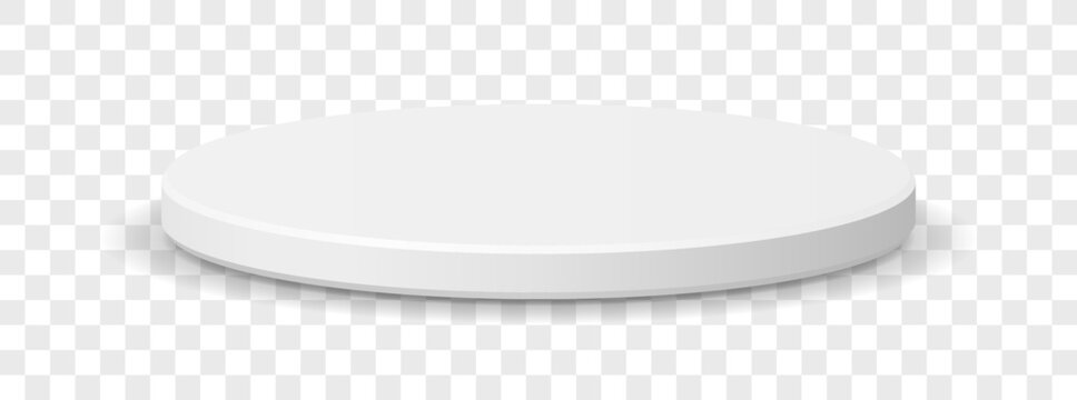 Vector White flat round 3d podium platform circle stage display mockup stand isolated background - Transparent png