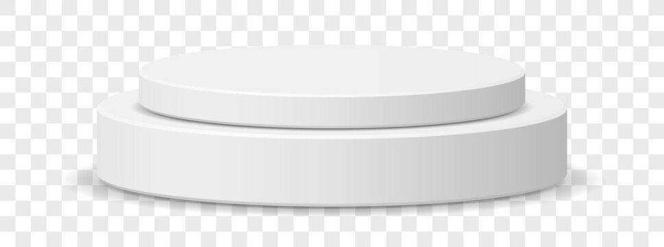 Vector white round 3d podium pedestal stage platform display mockup stand isolated transparent background