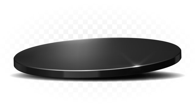 Vector black round 3d podium platform circle stage flat display stand isolated transparent png background