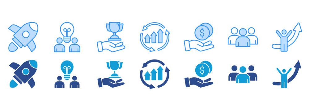 Start up icon pack dual tone collection set. Chart with keywords and icons Vector Illustration Concept 