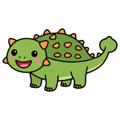 Obraz premium Cute Green Ankylosaurus Relaxing Cartoon Character Isolated on White Background