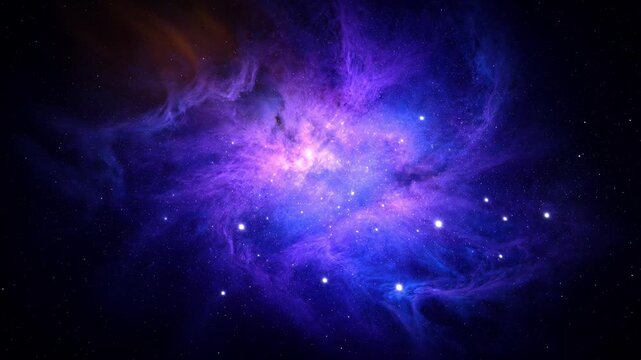 Deep space nebula background, with glowing stars, and cosmic purple, gas clouds animation