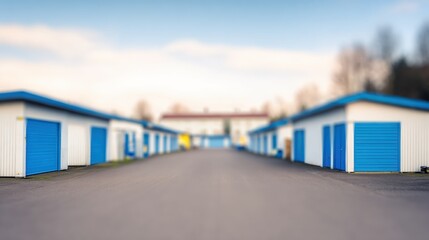 Fototapeta premium Storage units lined up in a facility on a sunny day