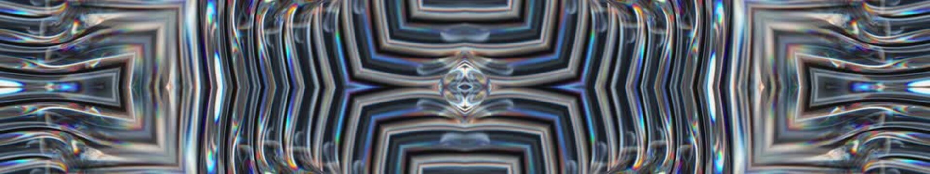 Abstract mirrored chrome prism light streaks with rainbow reflections in panoramic widescreen, seamlessly looped video