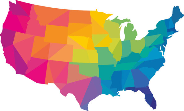 Colorful geometric map of the united states of america