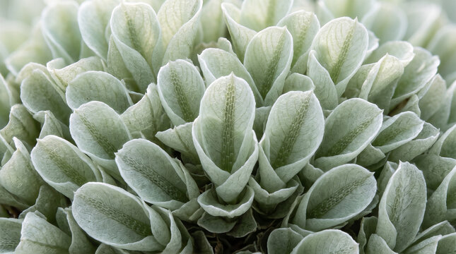 Macro shot of pale green succulent leaves arranged in a rosette pattern