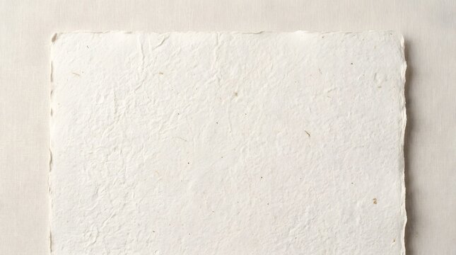 Handmade white paper with deckle edges on textured fabric background for stationery design