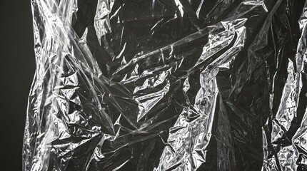 Fototapeta premium Heavy crinkled clear plastic sheet texture with high contrast reflections