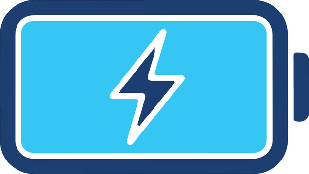 Blue Battery Icon With Lightning Bolt