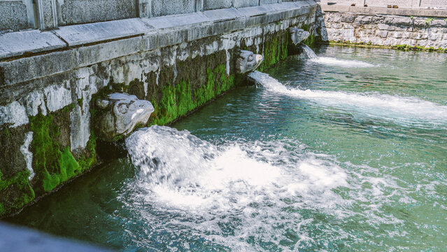 gushing spring water