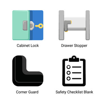 Home safety essentials: cabinet lock, drawer stopper, corner guard, safety checklist