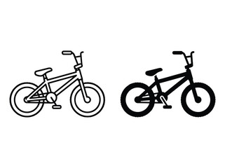 Fototapeta premium Set of two bmx bicycle icons with outline and solid black style for sport and transportation design Vector