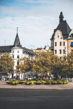 Stortorget square in malm&ouml;, sweden, on a sunny summer morning