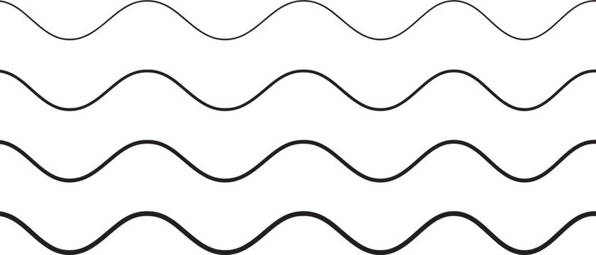 Horizontal black wavy sine curve lines