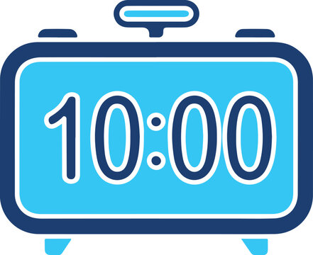Digital alarm clock showing ten o'clock