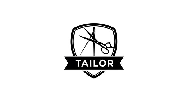 Minimalist black and white tailor logo design.
