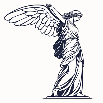 Winged Victory Samothrace Vectors and Illustrations  isolated on white background.