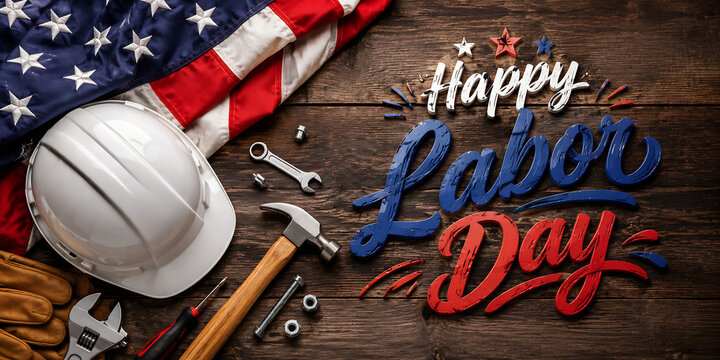 Labor Day holiday for United States of America with worker tools
