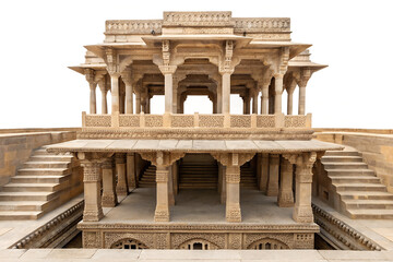 Naklejka premium India Stone stepwell Isolated on white background