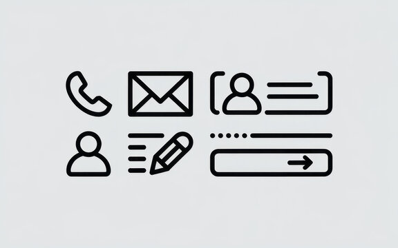 Collection of simple outline icons representing communication and contact methods.