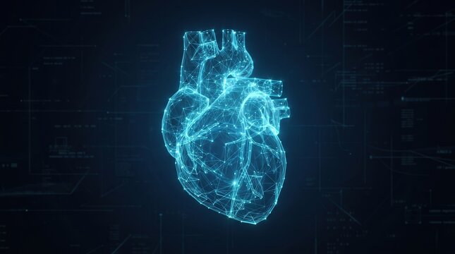 Digital human heart anatomy wireframe visualization