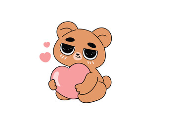 bear cub holding heart culinary arts hospitality service © vectorclans