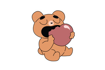 Obraz premium teddy bear character eating a heart shape culinary arts hospitality service