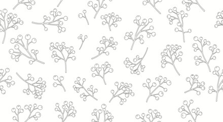 Seamless pattern of hand drawn berry sprigs in neutral tones © aldo