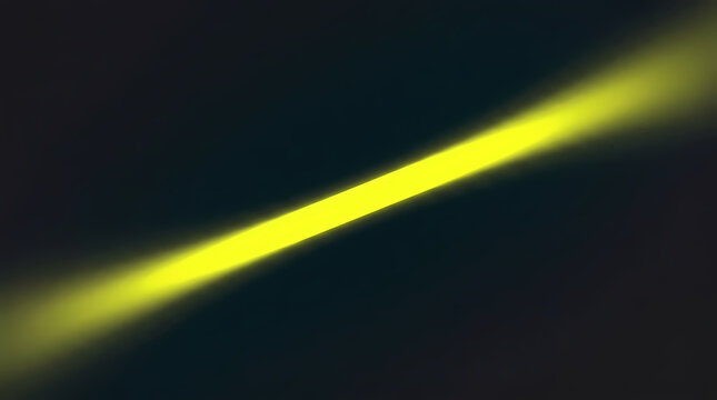 Abstract Neon Yellow Light Beam Slashing Across Dark Background For Minimalist Technology Design