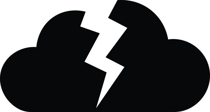 Broken black cloud with lightning crack symbolizing disruption or storm split