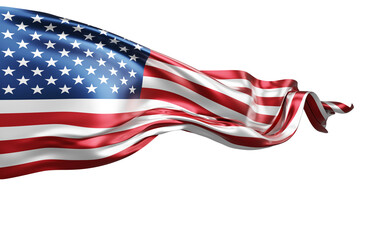 American flag ribbon silk fabric flowing isolated on transparent background with copy space design for 4th of july America Independence day and celebration banner 3D render © ArtBackground