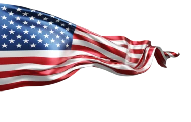 American flag ribbon silk fabric flowing isolated on transparent background with copy space design for 4th of july America Independence day and celebration banner 3D render © ArtBackground