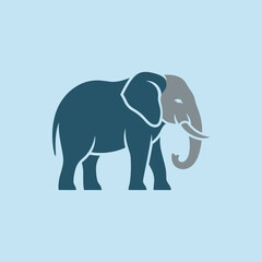 Fototapeta premium Minimalist vector illustration of a blue and grey elephant