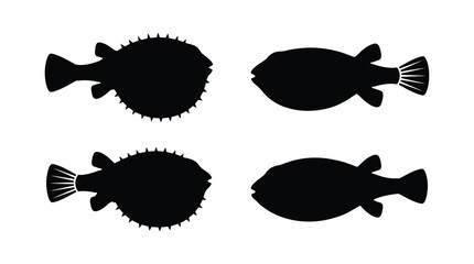 Pufferfish Silhouettes In Black And White Minimalist Design Silhouette © Rajia