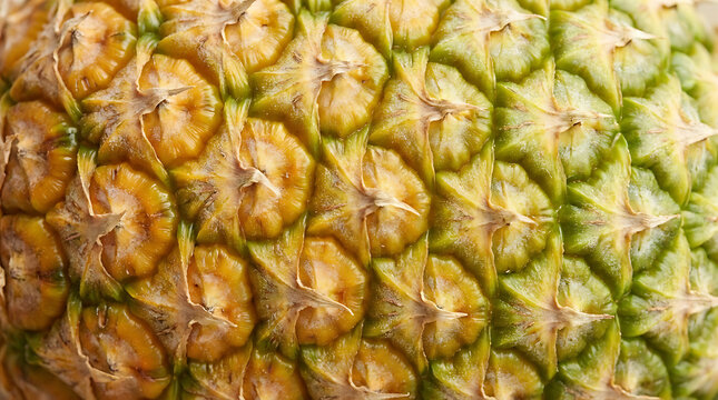 Close-up texture of pineapple skin repeating pattern in natural golden light