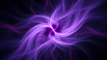 Fototapeta premium Abstract Electric Violet Energy Bloom Radiating From Center With Glowing Purple Light Trails On Dark Background