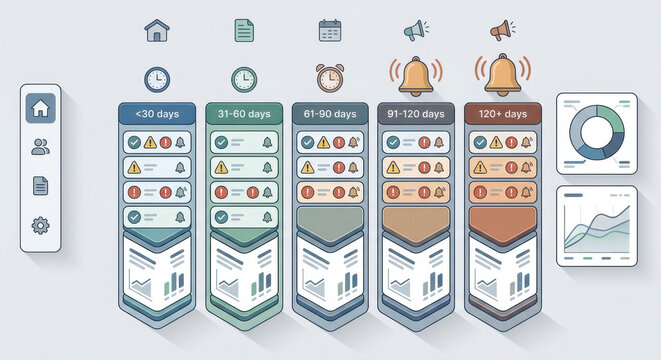Pricing cards for reminder plans with escalation tiers from friendly nudges to final notices.