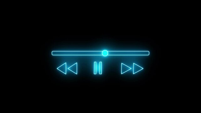 Glowing neon Music play bar icon or Music player scroll bar button animation 4k video.