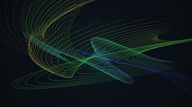 Hypnotic seamless loop of a glowing crimson wave surface morphing through an abstract topology field with an elegant inner glow. Ideal for projection mapping, music video. 4K UHD.