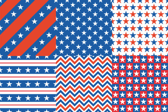 USA seamless pattern set. Patriotic backgrounds