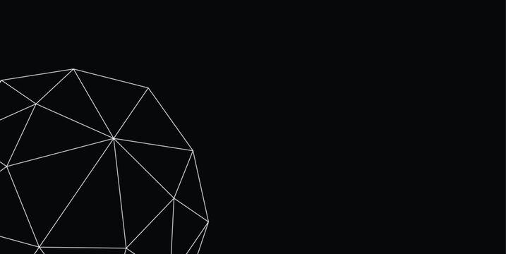Abstract Low Poly Polygon Wireframe Background with Geometric Triangle Mesh, Minimal Technology Network and Copy Space