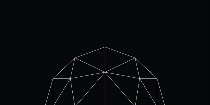 Abstract Low Poly Polygon Wireframe Background with Geometric Triangle Mesh, Minimal Technology Line Art and Copy Space