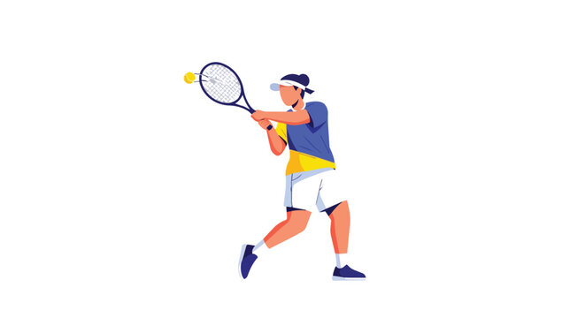 Professional Female Athlete Playing Tennis with a Racket and Ball Performing a Powerful Backhand Stroke Graphic