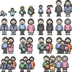 Fototapeta premium 家族 ファミリーのカラーイラスト
