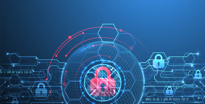 Data security Illustrates cyber data or information privacy idea. Color abstract  technology background.