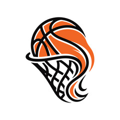 Fast Flying Basketball Ball With Motion Trails Entering Hoop Net Vector Illustration.  © Shohan