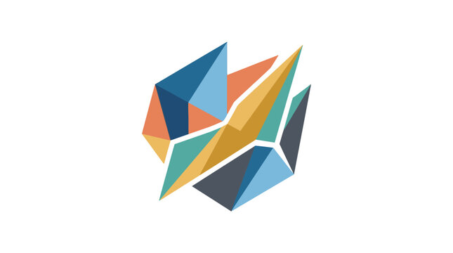 Vibrant 3D low poly geometric crystalline abstract shape.