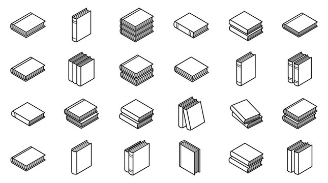Isometric Book Icons Set