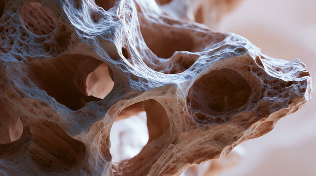 Close-up of a 3d model of a human skull. the skull appears to be made of a light-colored material, possibly bone or bone, with a rough texture.