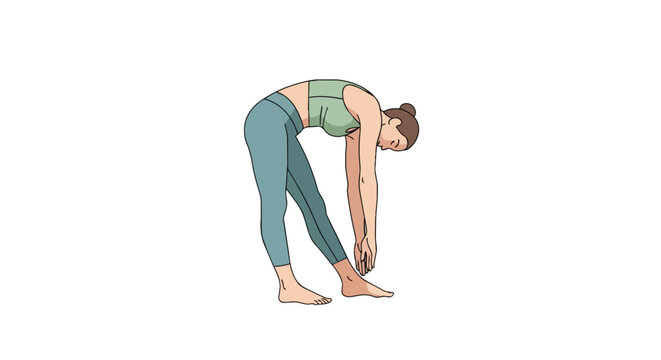 Fitness Woman Performing Standing Forward Fold Yoga Pose for Better Flexibility and Healthy Lifestyle Body